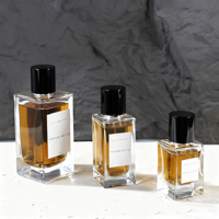 Flacon de Parfum en Verre Carré de Luxe Personnalisé et Rechargeable, 30 ml, 50 ml, 100 ml, Bouchon en Bois, Bouteilles Vides avec Vaporisateur et Coffret