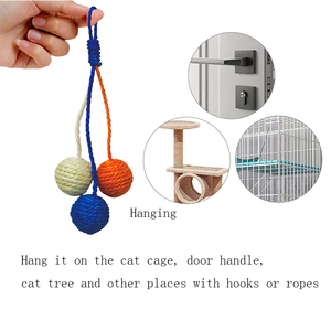 Sisal Hemp <span class=keywords><strong>Cat</strong></span> Toys palline di corda di canapa digrignare denti e artigli appesi fare il suono prendere in giro le palle di gatto - Product Image 3