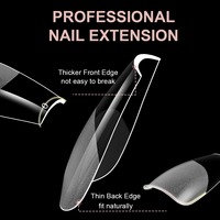 Puntas de uñas acrílicas en forma de ataúd corto profesional, 600 Uds., puntas falsas medio mate, cubierta completa, uñas acrílicas en forma de ataúd de Gel suave