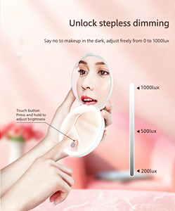 Miroir de maquillage portable à LED avec interrupteur tactile et chargement USB, miroir grossissant réglable GZ RTS, commande en gros mixte - Product Image 3