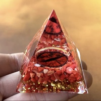 LARISSA Figurine Pyramide en Cristal de Jaspe Rouge Contre le Mauvais Œil, pour Guérison et Divination, Vente en Gros, avec Impression en Relief Durable, Fournisseur