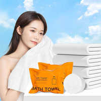 Custom Bath Towel Disposable 70x140 Thickened Compressed Cotton Nonwoven for Home Travel Spa Use Individually Packaged