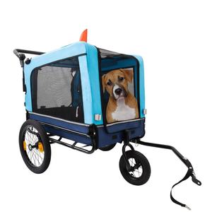 รถเข็นสุนัขแบบมีโครงสร้างเป็นเหล็กรถพ่วงสำหรับสัตว์เลี้ยงที่บังแดด - Product Image 1