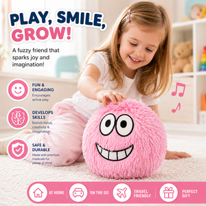 Pallina Morbida e Pelosa con Faccina Divertente, Giocattolo Sensoriale Imbottito Sicuro e Resistente per Bambini, Regalo Perfetto per Compleanni e Viaggi - Product Image 3