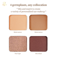 Palette de fards à paupières personnalisée quatre couleurs, marque privée, couleurs terre, sans poudre volante, fini nacré et mat, couleurs vives, maquillage des yeux