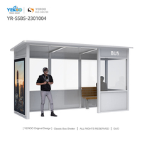 Abri de bus moderne en métal personnalisé pour l'extérieur avec caissons lumineux publicitaires semi-fermés