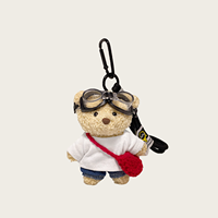 Porte-clés en peluche ours en dessin animé mignon, doux et durable, breloque de sac, décoration de sac à dos