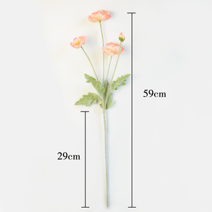 Fiore di papavero di seta artificiale floccato stelo pieghevole decorazione per la casa centro tavolo pezzo matrimonio rosa rosso arancio <span class=keywords><strong>crema</strong></span> - Product Image 6