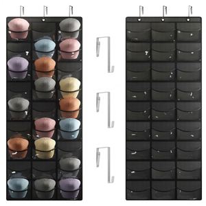 27-Pocket Over the Door Baseball Hat Organizer Wall Mount Storage Bag <b>Large</b> Hooks Hat Rack Holder for Closet <b>Wardrobe</b> Bathroom - Product Image 1