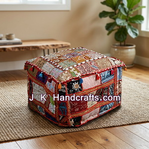 Meilleure qualité de bohème indien poufs tabourets fait à la main design traditionnel tissu de luxe-pour les grossistes - Product Image 4