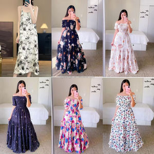 Commercio all'ingrosso spiaggia vacanza <span class=keywords><strong>blu</strong></span> canotta floreale vestito per le donne <span class=keywords><strong>in</strong></span> estate 2025, <span class=keywords><strong>maglia</strong></span> temperamento maglione, Chiffon <span class=keywords><strong>abito</strong></span> da spiaggia - Product Image 5