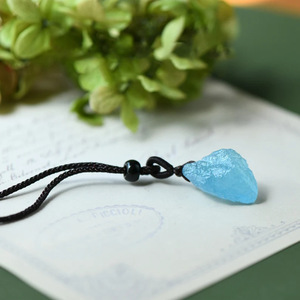 Wholesale <b>Crystal</b> Healing Stone Ornament Aquamarine <b>Raw</b> Stone Pendant Crafts Decoration - Product Image 4