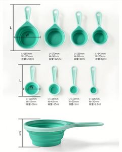 Ensemble de tasses et cuillères à mesurer pliables écologiques personnalisées, 8 pièces, compatibles lave-vaisselle - Product Image 4