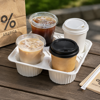 Support de tasses à café jetable en papier blanc vierge, plusieurs tailles, non imprimé, pour boissons à emporter, plateau pliable pour boissons