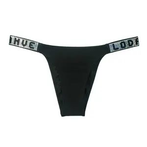 Sıcak kız düz renk elmas siyah düşük bel g-line pantolon sarılmış seksi spor dans pamuk Thongs kadın iç çamaşırı