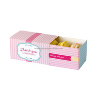 Boîte d'emballage de macaron blanc à impression personnalisée fenêtre transparente glisser sur boîte à bonbons blanche pour pâtisserie
