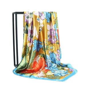 Écharpe en satin de soie turquoise à motif cachemire personnalisée, top sans bretelles pour femme, <span class=keywords><strong>bandeau</strong></span> et paréo imprimés avec logo de marque personnalisé - Product Image 3