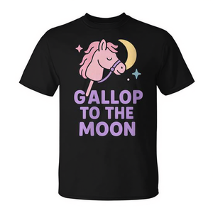 Hobby Horse Gallop To The Moon T-Shirt noir pour adulte unisexe - Product Image 2