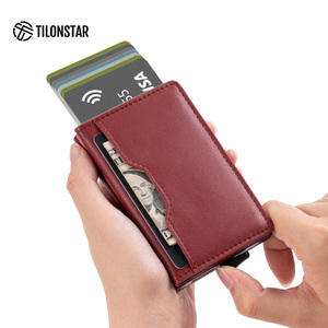 TILONSTAR TVC109 Holds 12 <b>Card</b> ID Credit <b>Card</b> Protector <b>Wallets</b> Aluminum Pop up <b>Wallet</b> RIFD Bifold Leather <b>Card</b> <b>Holder</b> - Product Image 5