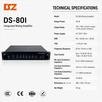 Amplificateur de puissance audio intégré DSZ DS-80I 70V/100V à tension constante 60W pour systèmes de sonorisation et de karaoké
