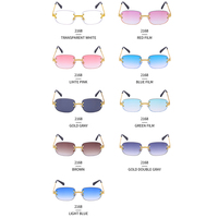 Échantillon gratuit 2023, lunettes de soleil tendance vintage à monture dorée sans bordure, forme petite, pour femmes et hommes, protection UV400, logo personnalisé