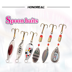 HONOREAL cuillère de pêche <span class=keywords><strong>spinning</strong></span> leurre 75mm acier métal triple crochet carpe appât pour la pêche en lac - Product Image 2