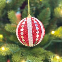 Boules décoratives en mousse à paillettes 80mm/3pcs 100mm/2pcs, ornements colorés pour sapin de Noël, fabrication chinoise Zhejiang, marque OEM