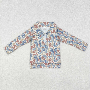 Polo à manches longues zippé pour garçons, imprimé camouflage, personnalisable, avec poches, vêtements décontractés pour enfants, pulls - Product Image 4