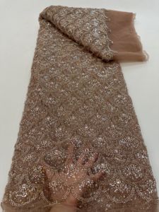 NI.AI, Color blanco, lo último en encaje de cuentas <span class=keywords><strong>a</strong></span> <span class=keywords><strong>mano</strong></span> de lujo, encaje de mujer, telas de lentejuelas de cuentas hechas <span class=keywords><strong>a</strong></span> <span class=keywords><strong>mano</strong></span> de lujo <span class=keywords><strong>para</strong></span> fiesta de boda, 5 yardas XZ24 - Product Image 6