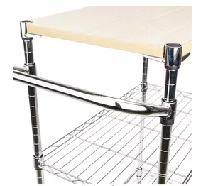 3 Tier <b>Kitchen</b> Trolley Cart with Handle and Galvanized Foot Frame, Mobile <b>Kitchen</b> Storage Organizer Shelf with Wheels - Product Image 3