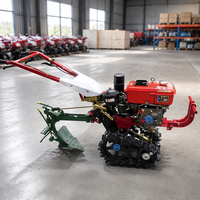 Tractor de un solo eje con motor diésel para labranza y arado, 7HP/173F, refrigerado por aire, minicultivador de potencia, microcultivador diésel con doble cadena.