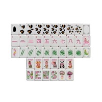 WILD ONES Ensemble de Mahjong américain de luxe en jade vert sculpté, 160 tuiles en os, kit de jeu complet