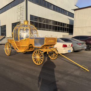 Customizable golden Wedding <b>Bridal</b> Carriage Pumpkin Style Special Transportation horse-drawn carriage for Weddings - Product Image 4