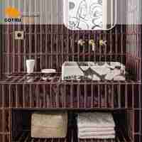 Carreaux de marbre rouge foncé de style vintage, mosaïque de pierre naturelle personnalisée de l'ancienne école, carreaux muraux pour la conception de salles de bain