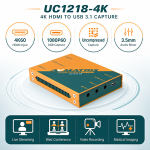 Carte de capture vidéo AVMATRIX UC1218-4K HDMI vers USB <span class=keywords><strong>3</strong></span>.1 4K60Hz avec sortie <span class=keywords><strong>en</strong></span> boucle 1080p60 non compressée pour diffusion <span class=keywords><strong>en</strong></span> direct et enregistrement - Product Image 1
