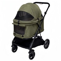 Poussette pour animaux à 4 roues avec 3 fenêtres, pliable d'une seule main, doublure lavable, grand espace, chariot de voyage pour chien et chat avec panier de rangement