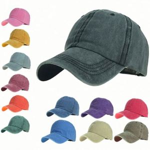 Wholesale Stock Solid Color Unstructured Polyester/Cotton Dad <b>Hats</b> 6 Panels Washed Distressed Baseball Caps Custom Logo Business - Product Image 2