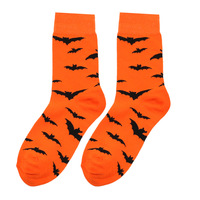 Chaussettes fantaisie à thème Halloween, motif citrouille, diable et chauve-souris ; Chaussettes mi-mollet à motifs de dessins animés ; Chaussettes en coton fantaisie de style européen et américain