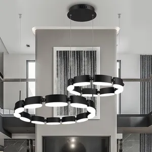 Nordic Cheap Hot Sell Modern Simple Acrylic Custom Decorative Ring Round Chandelier Ceiling Hanging Pendant Lamp Indoor Lighting