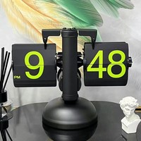 Petite échelle jeu sport minuterie horloge de Table rétro Flip Over horloge en acier inoxydable Flip interne engrenage actionné horloge à Quartz montre