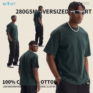 RTS de alta calidad 280 gramos hombres camisetas 100% algodón peso pesado de gran tamaño de lujo hombro caído camiseta en blanco para hombres - Product Image 6