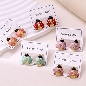 Pendientes de acero inoxidable de moda con diseño de gota de aceite, serie de tortuga marina, abeja e insectos, venta al por mayor. - Product Image 2