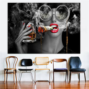 Dollars Wall Art Pictures Modern Black Smoking Girl Posters sur toile Impressions Peinture sur toile Quadro <span class=keywords><strong>D</strong></span>écoration Home Decor Art - Product Image 3