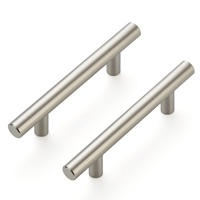 Poignées de meubles de cuisine vintage en acier inoxydable nickel brossé de 3 pouces (76 mm) pour tiroirs