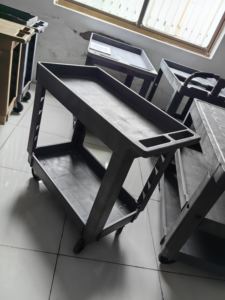 รถเข็นเก็บของ2ชั้นพร้อมที่จับสำหรับงานหนักถาดเล็กรับน้ำหนักได้500ปอนด์ - Product Image 4