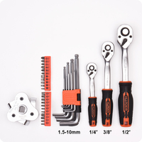 Kit d'outils à main professionnels HARDEN 133 pièces, jeu de clés à douilles pour réparation automobile 1/2" 3/8" & 1/4"