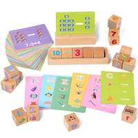 Blok Puzzle angka alfabet kayu, mainan pendidikan pembelajaran dini untuk pengembangan otak dan huruf cocok