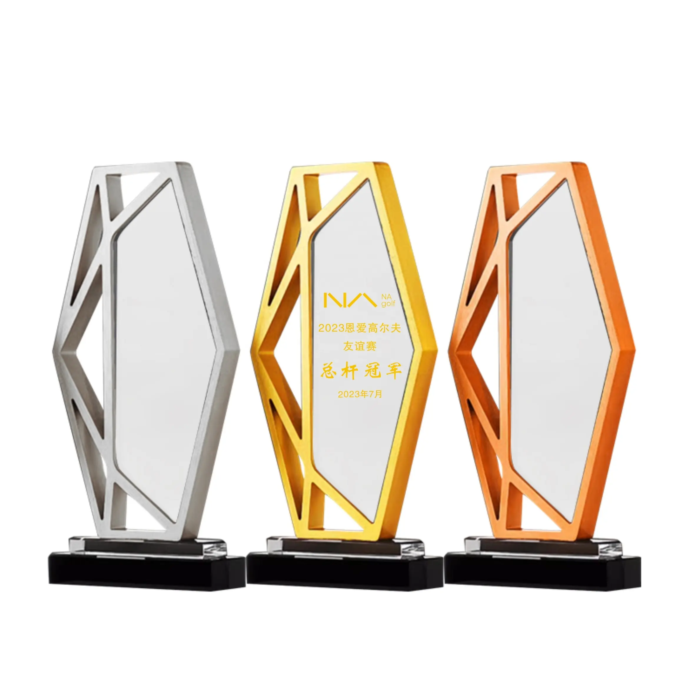 Promoción al por mayor Crystal Awards Glass Trophy Golf fútbol baloncesto metal trofeo deporte premio