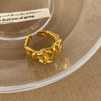 Verstellbarer Offener Ring Glänzendes Gold Unregelmäßige Geschmolzene Textur Breiter Statement-Ring Trendiger Damenschmuck