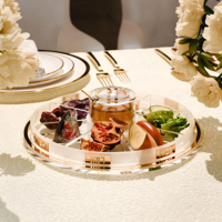 Plateau Simanim en acrylique et lucite, couleur blush nectar, pour la table de Rosh Hashanah, cadeaux de Judaica juive